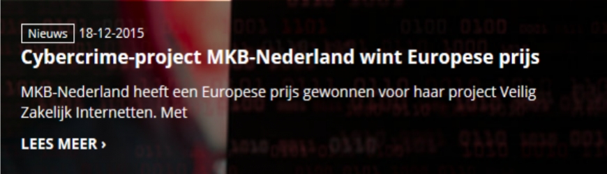 Cybercrime-project MKB-Nederland wint Europese prijs